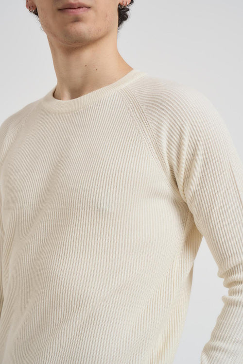 Maglia uomo girocollo a coste panna - 2