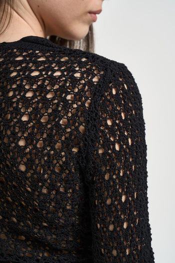 Cardigan donna incrociato nero - 5