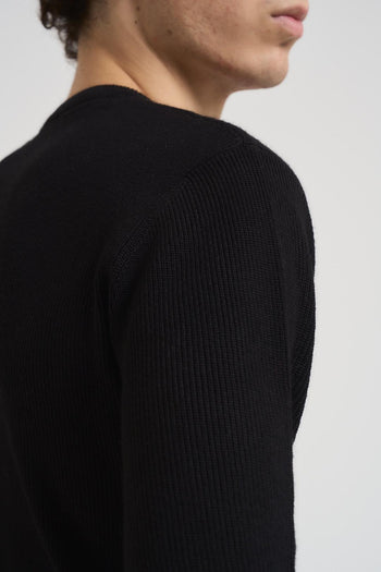 Maglia uomo girocollo a coste nero - 4