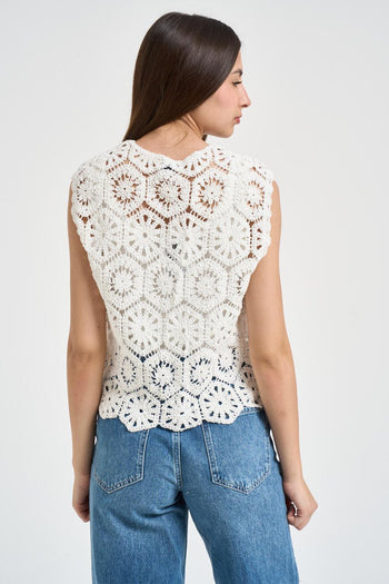 Gilet donna crochet bianco - 3