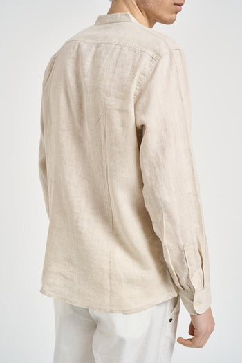 Camicia uomo collo alla coreana panna - 4