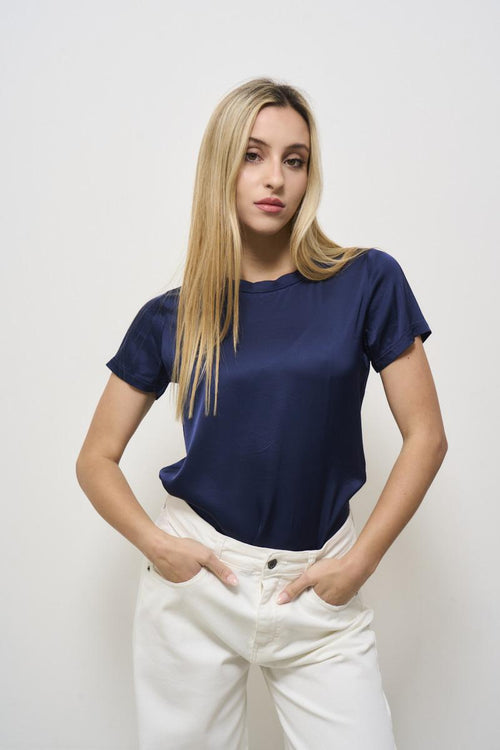 Women's Satin Blue T-Shirt