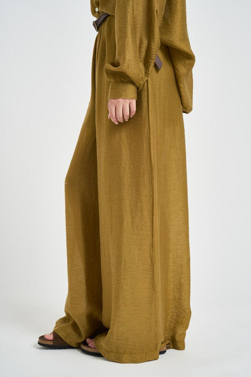 Pantalone donna satinato verde oliva - 2