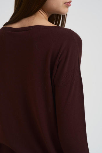 Maglia donna scollo a barca marrone - 4