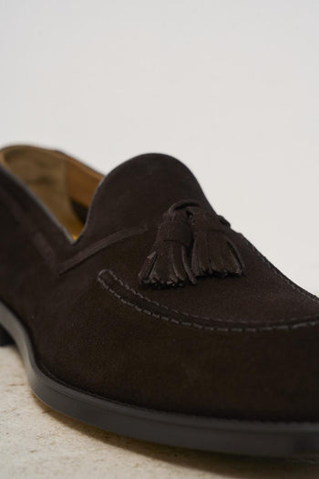 Mocassino uomo in suede marrone - 4