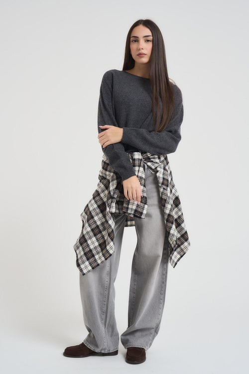 Camicia donna a quadri nera