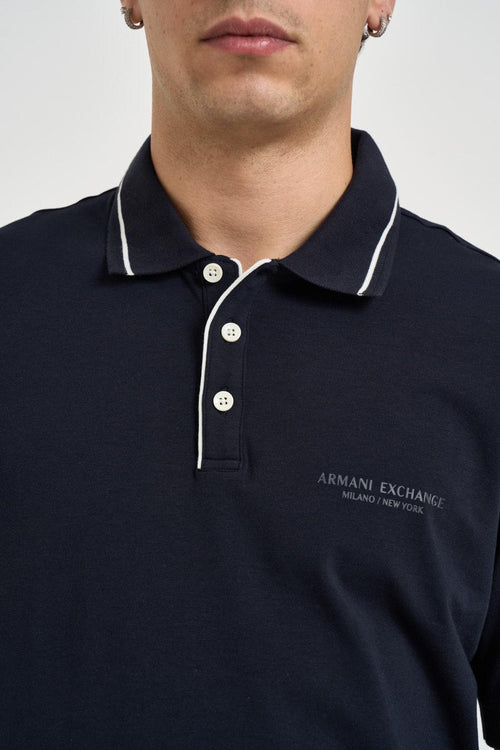Polo uomo in cotone blu navy - 2
