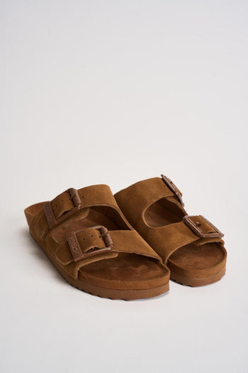Sandalo donna in suede cammello - 3