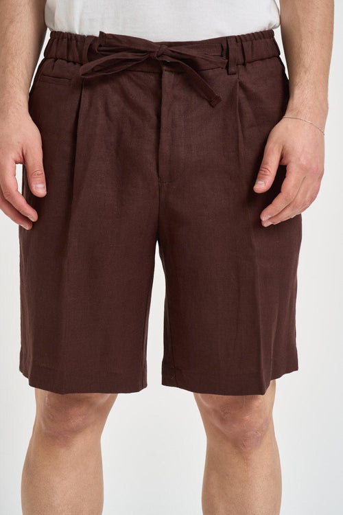 Bermuda uomo in lino marrone