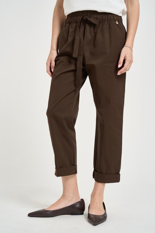 Pantalone donna cropped marrone