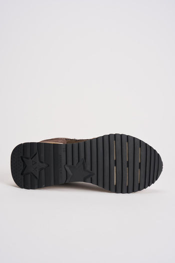 Sneakers donna marrone con glitter rosa - 9