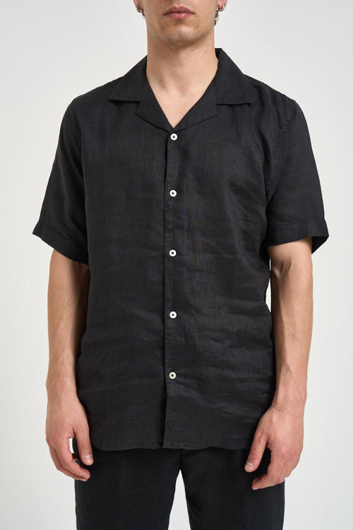 Camicia uomo in lino nera - 2