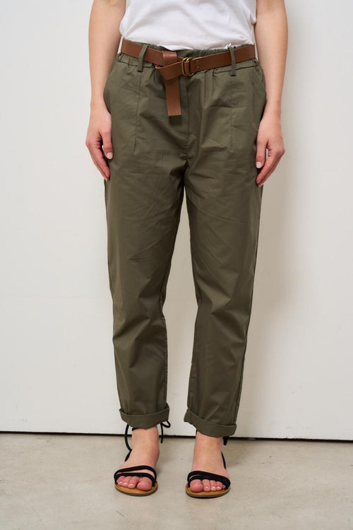 Pantalone donna regular verde militare