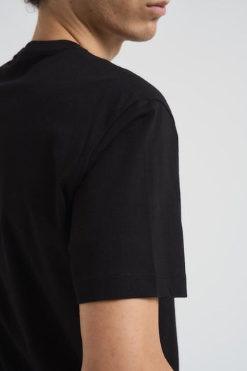 T-shirt uomo girocollo nera con logo oro - 4