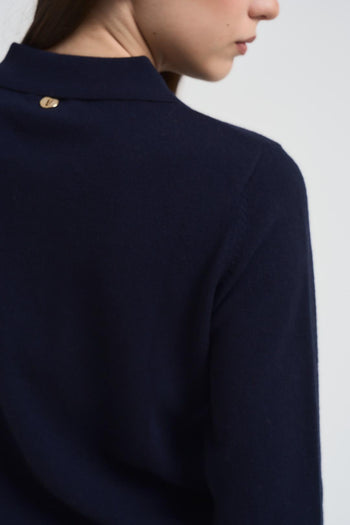 Polo donna in maglia blu notte - 4