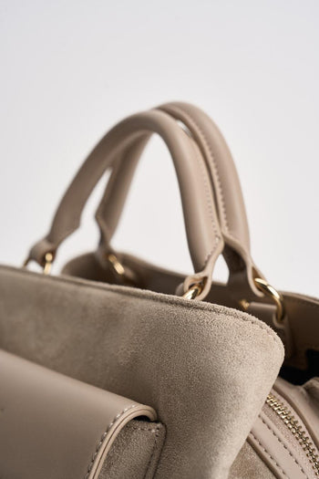 Borsa donna a mano in suede beige - 4