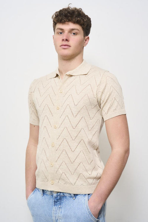Polo uomo traforata beige - 2