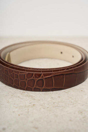 Men's crocodile print leather belt - 4