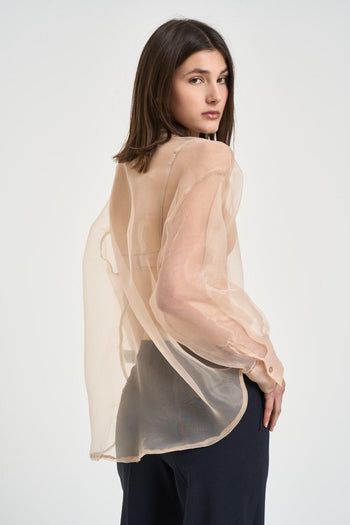 Camicia donna trasparente sabbia - 5