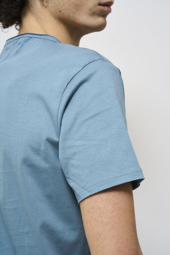 T-shirt uomo girocollo celeste - 5