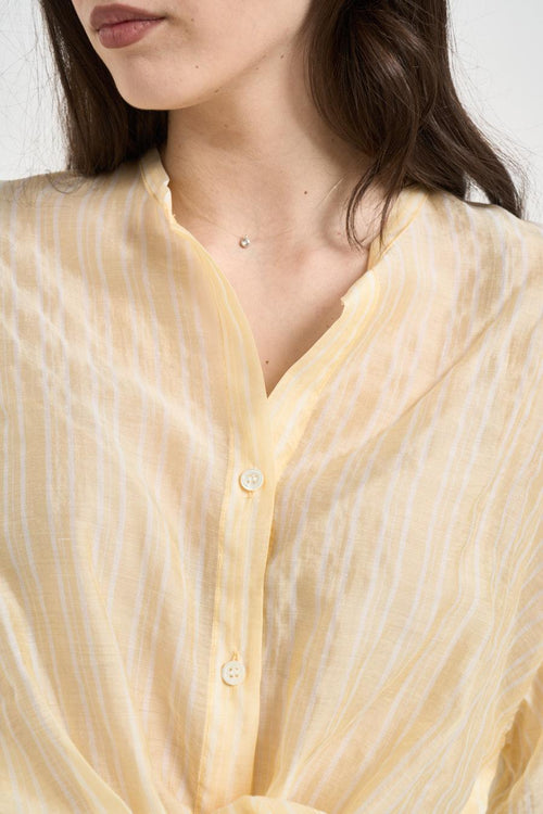 Camicia donna gialla a righe sottili - 2