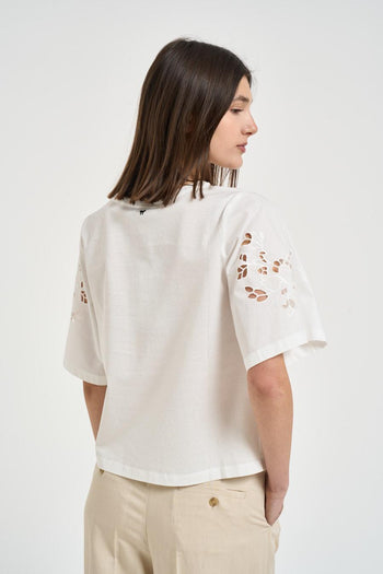 T-shirt donna girocollo bianca - 3