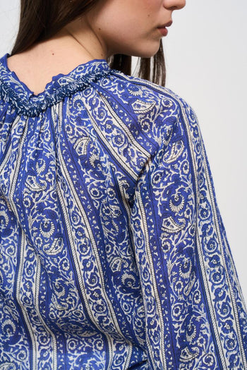 Blusa donna in fantasia blu - 5