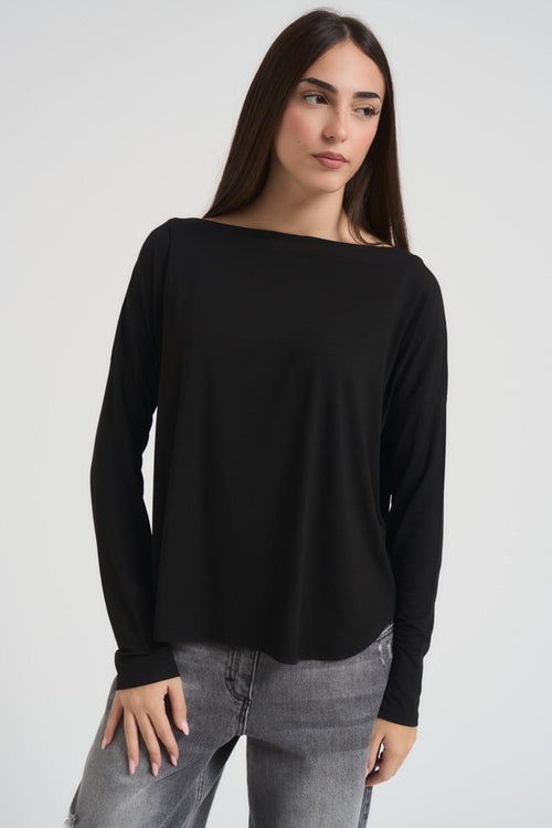 Maglia donna manica lunga nera - 2