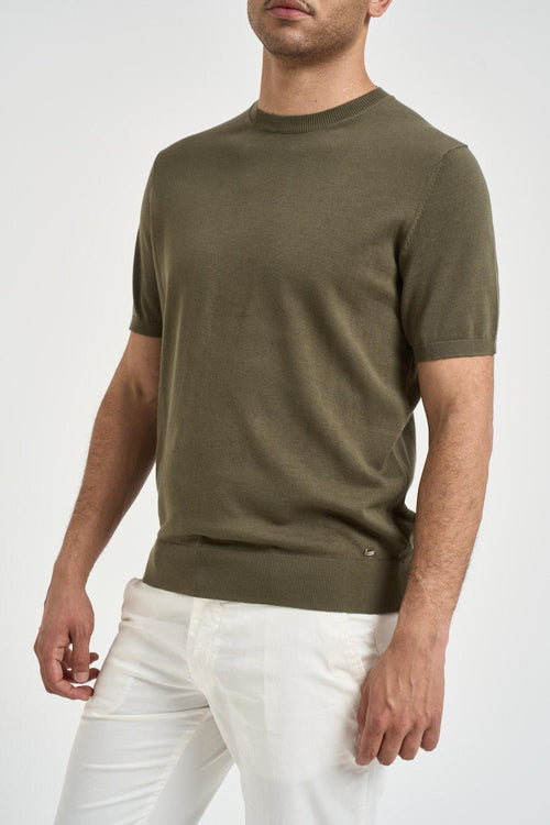 T-shirt uomo in maglia verde militare