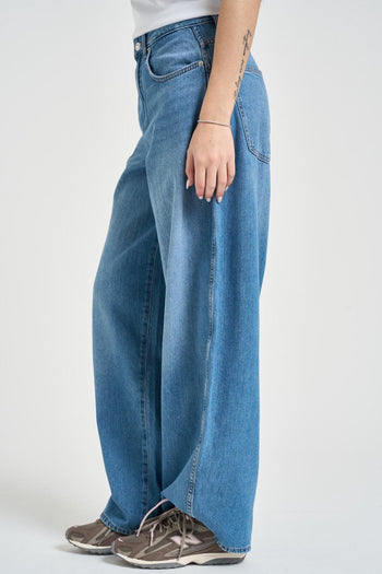 Jeans donna largo in denim blu - 3