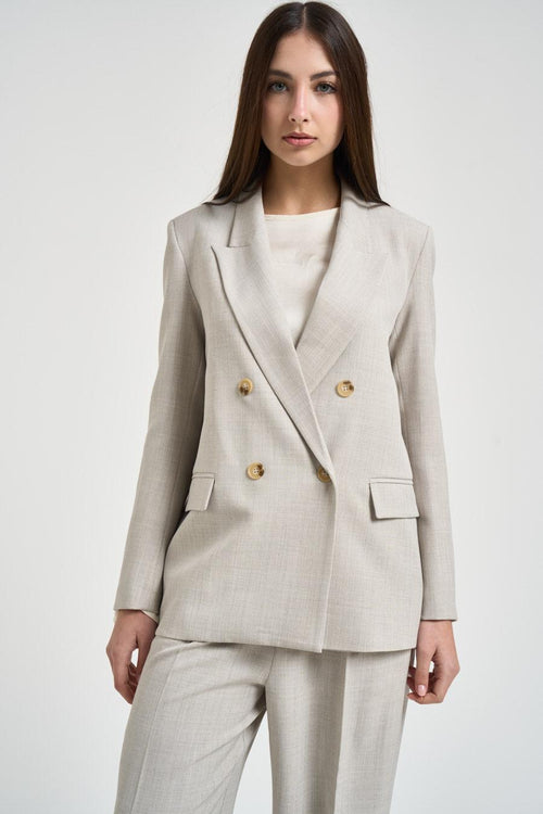 Giacca donna doppiopetto grigio chiaro - 2