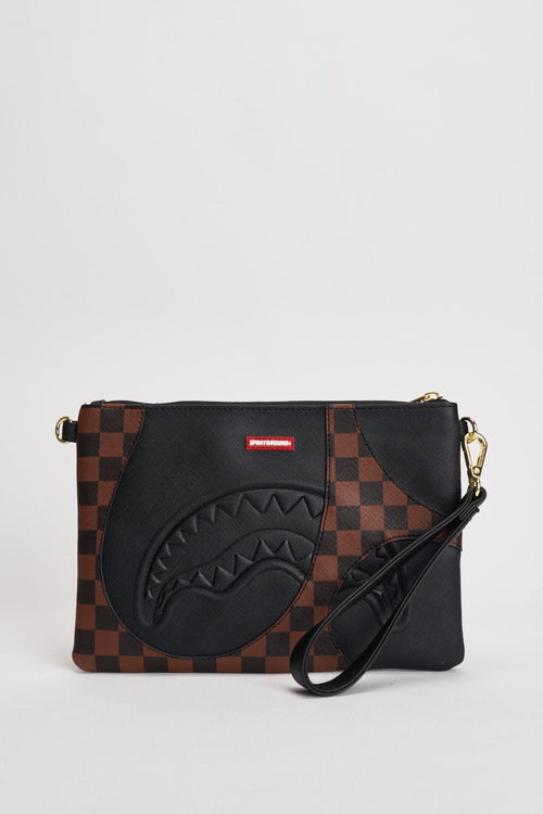 Pochette uomo check marrone e nera