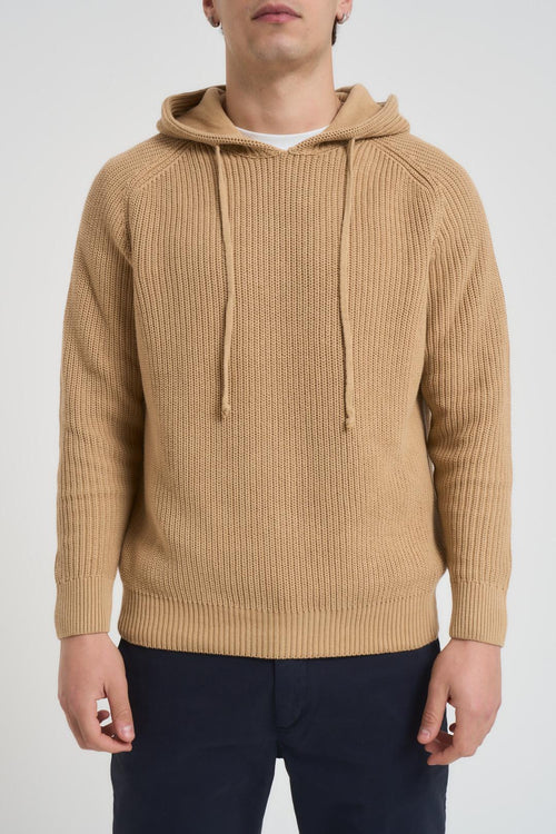 Felpa uomo in maglia cammello