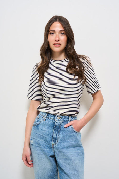 T-shirt donna a righe blu