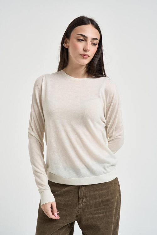 Maglia donna girocollo panna