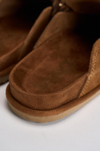 Sabot donna con frange in suede marrone - 8