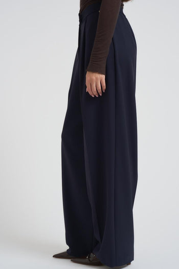 Pantaloni donna blu con pinces - 3