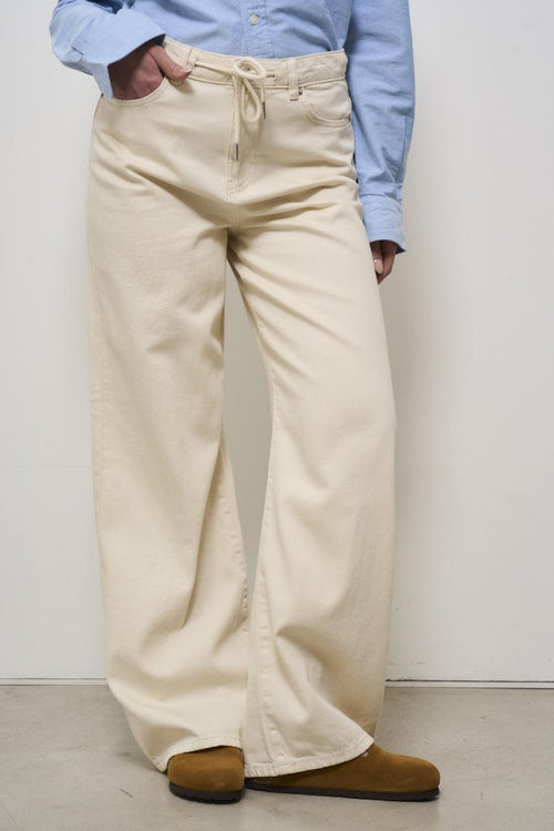 Jeans donna a palazzo crema