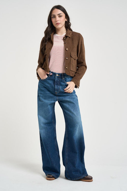 Giacca donna in suede marrone