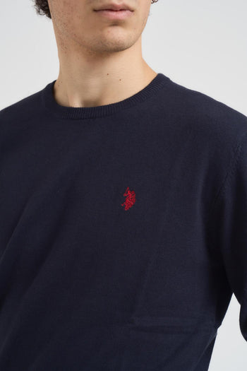 Maglia uomo girocollo cotone e cashmere blu - 4