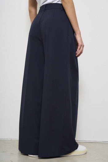 Women's blue wide-leg trousers - 4