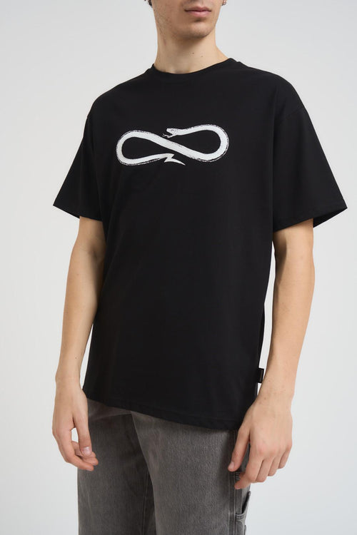 T-shirt uomo nera con logo bianco