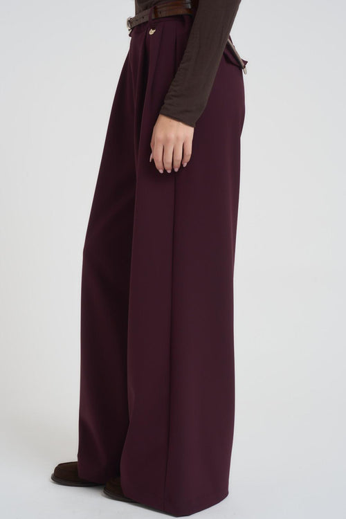 Pantalone donna a palazzo bordeaux - 2