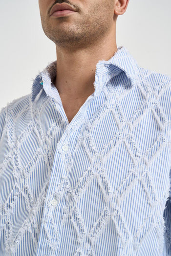 Camicia uomo a righe effetto sfrangiato - 3