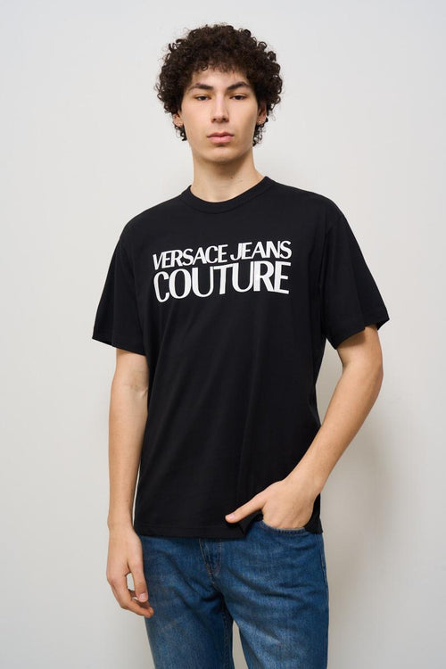 T-shirt uomo girocollo nera con logo
