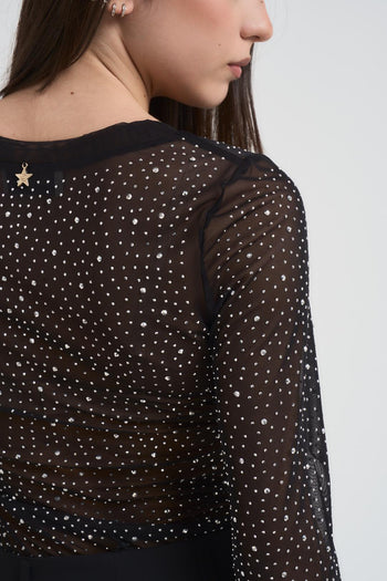 Body donna con strass nero - 5