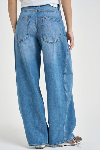 Jeans donna largo in denim blu - 5