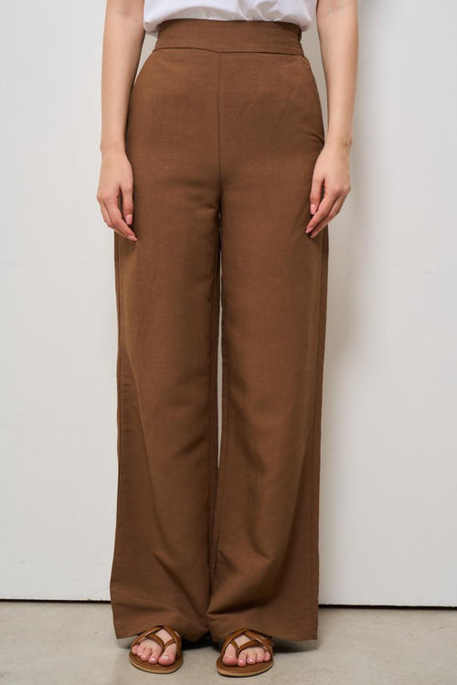Pantalone donna a palazzo marrone