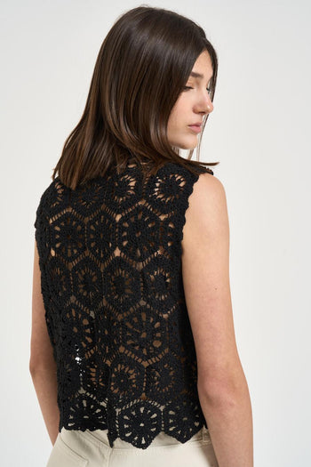 Gilet donna crochet nero - 3