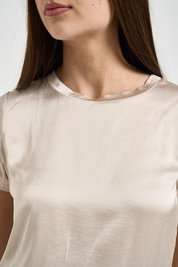 T-shirt donna girocollo beige - 3
